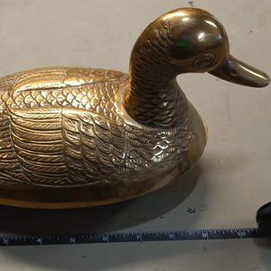 Vintage Solid Brass Mallard Duck Trinket Dish